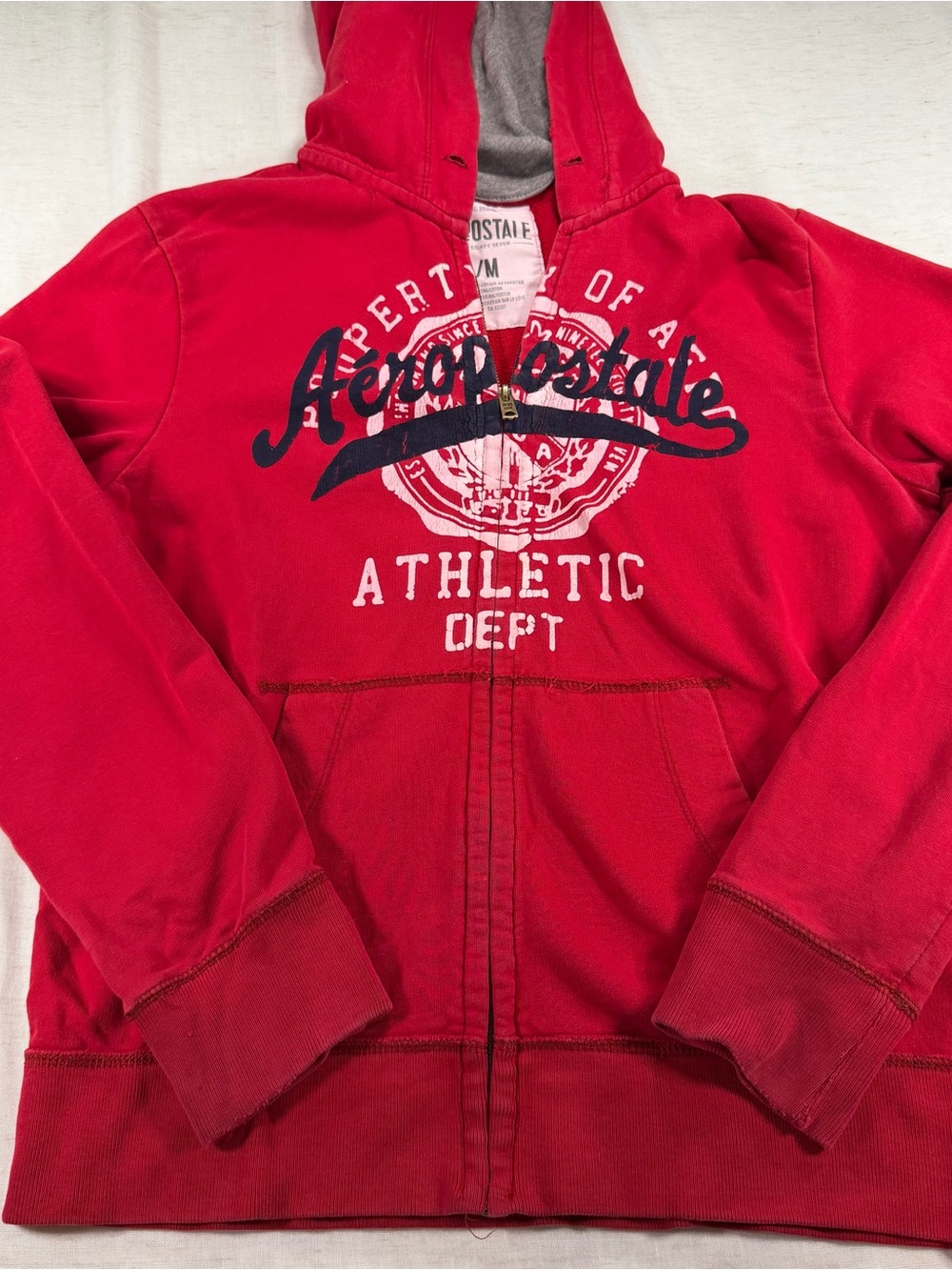 Vintage Y2K Aéropostale Red Full Zip Hoodie Women’s M Cotton